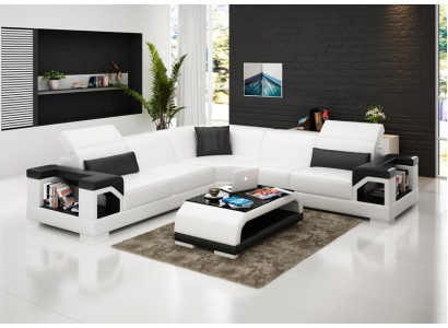 Canapé en cuir canapé canapé paysage vivant coin moderne canapé d'angle suite design