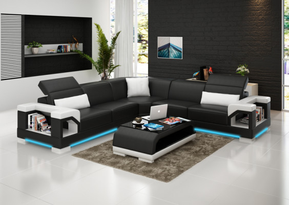 Canapé en cuir canapé canapé paysage vivant coin moderne canapé d'angle suite design