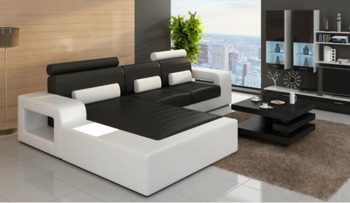 Cuir *MOD H2209 BETA* Ensemble canapé d'angle LEDERCOUCH nouveau SOFA Suite Canapé d'angle