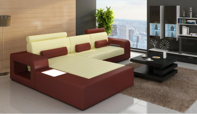 Cuir *MOD H2209 BETA* Ensemble canapé d'angle LEDERCOUCH nouveau SOFA Suite Canapé d'angle