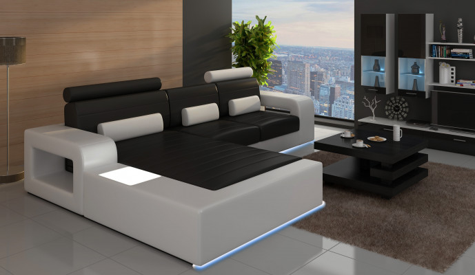 Cuir *MOD H2209 BETA* Ensemble canapé d'angle LEDERCOUCH nouveau SOFA Suite Canapé d'angle