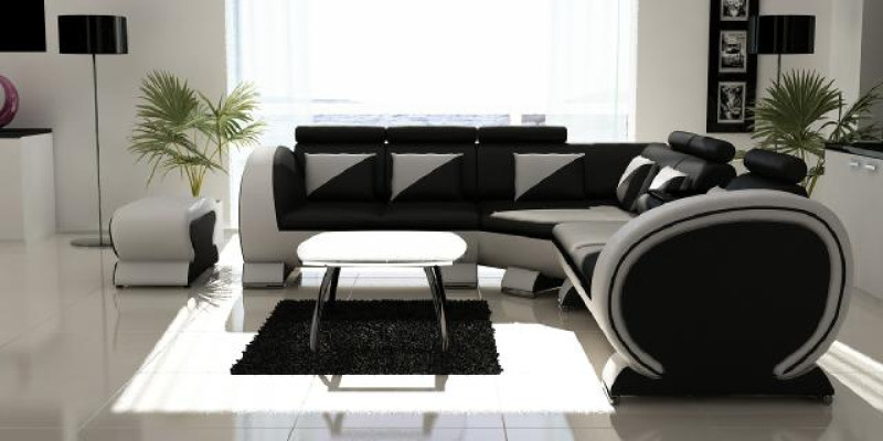 Canapé d'angle design Canapé Sofa Ensemble de rembourrage Suite Lounge Canapés Canapés Paysage vivant