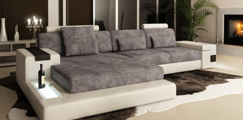 Canapé en cuir Canapé Canapé Rembourrage Coin Suite Coin en forme de L Sièges Tissu Bellini Textile