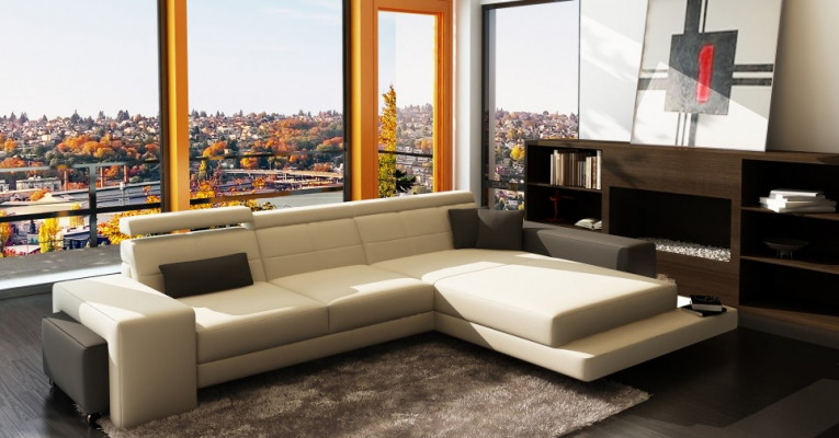 Canapé d'angle en tissu Rembourrage Canapé Sofa Paysage vivant Siège Suite d'angle Textile Cuir