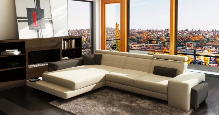 Canapé d'angle en tissu Rembourrage Canapé Sofa Paysage vivant Siège Suite d'angle Textile Cuir