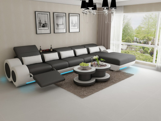 Canapé en cuir Canapé Canapé Salon Paysage vivant Moderne Coin Canapé d'angle Suite de design