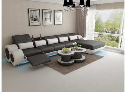 Canapé en cuir Canapé Canapé Salon Paysage vivant Moderne Coin Canapé d'angle Suite de design