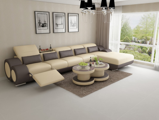 Canapé en cuir Canapé Canapé Salon Paysage vivant Moderne Coin Canapé d'angle Suite de design