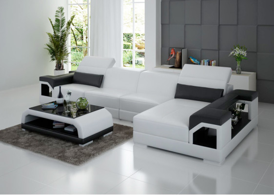 Canapé en cuir canapé moderne paysage de vie décor coin canapé d'angle design suite