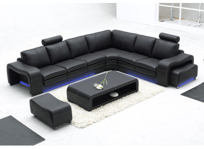 Canapé en cuir canapé canapélandschaft canapé d'angle suite d'angle design moderne nouveau A1109