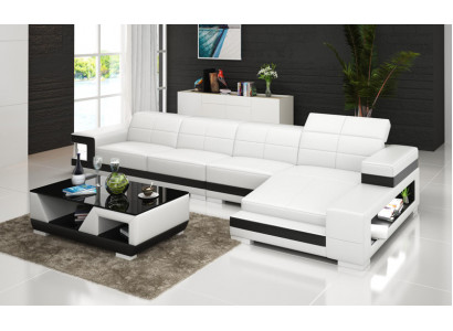 Sofa Cuir Canapé Canapé vivant Coin de paysage Moderne Canapé d'angle Design Suite