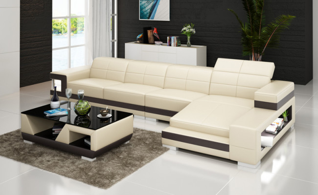 Sofa Cuir Canapé Canapé vivant Coin de paysage Moderne Canapé d'angle Design Suite