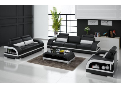 Ensemble de canapés design en cuir 3+2+1, canapé suite, canapé neuf Zitadelle S/W.