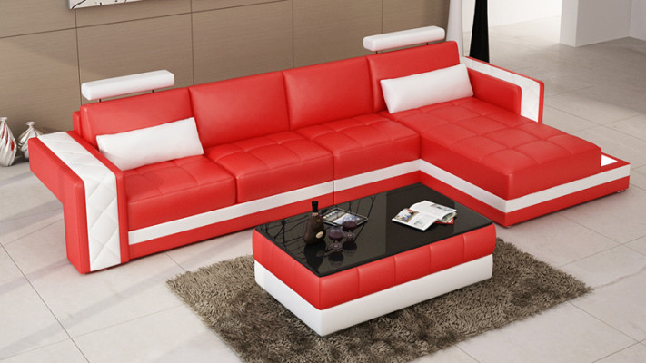 Canapé en cuir Canapé Coin Canapé en forme de L Suite Design Moderne
