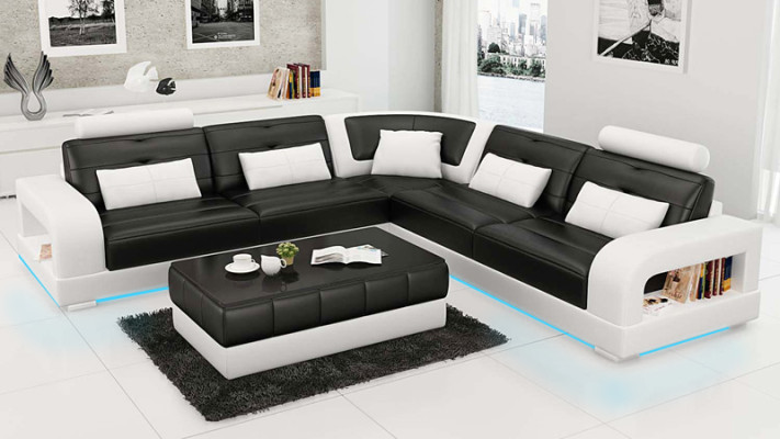 Canapé en cuir Canapé Paysage vivant Canapé d'angle Suite d'angle Design Canapé moderne L6008B