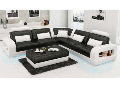 Canapé en cuir Canapé Paysage vivant Canapé d'angle Suite d'angle Design Canapé moderne L6008B