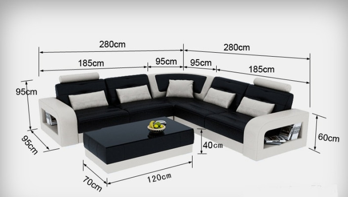 Canapé en cuir Canapé Paysage vivant Canapé d'angle Suite d'angle Design Canapé moderne L6008B