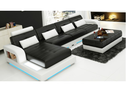 Canapé en cuir Canapé Salon en L Forme Canapé d'angle Suite d'angle Design Canapé Moderne L6008C
