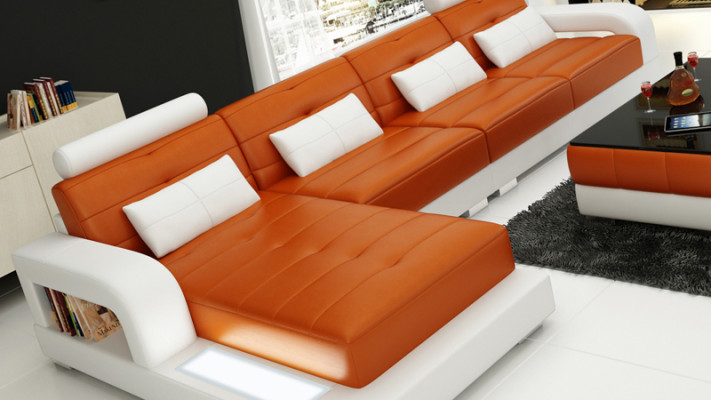 Canapé en cuir Canapé Salon en L Forme Canapé d'angle Suite d'angle Design Canapé Moderne L6008C