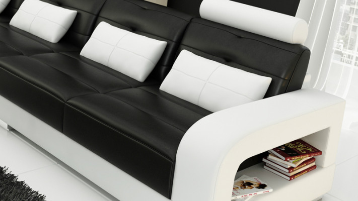 Canapé en cuir Canapé Salon en L Forme Canapé d'angle Suite d'angle Design Canapé Moderne L6008C