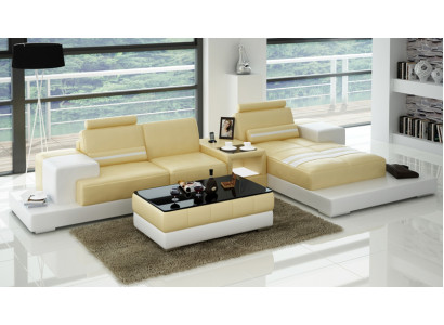 Canapé en cuir Canapé Canapé d'angle Suite d'angle Design Canapé moderne L6004D