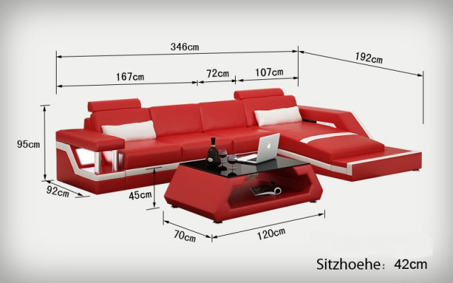 Canapé d'angle en cuir moderne pour salon Décoration Suite design corne.