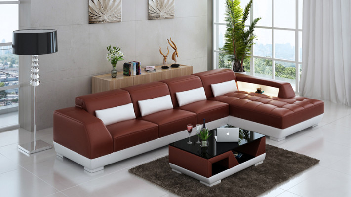 Canapé en cuir Canapé Paysage de vie Canapé d'angle Suite d'angle Design Canapé moderne G8024C
