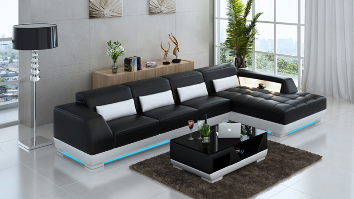 Canapé en cuir Canapé Paysage de vie Canapé d'angle Suite d'angle Design Canapé moderne G8024C
