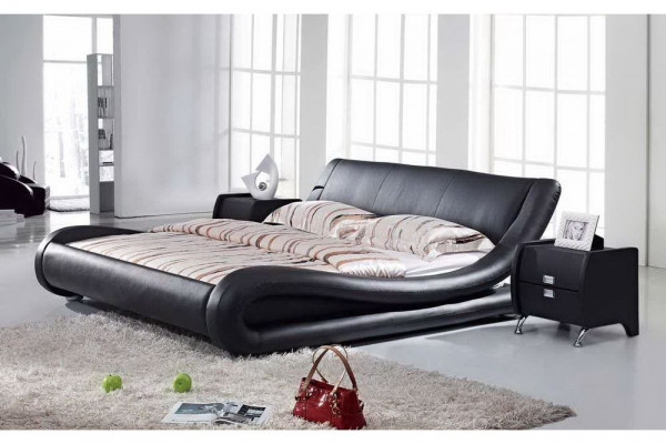 XXL Lit double en cuir Lit Lits avec USB, Lit en cuir Designer 4761