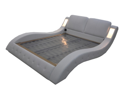 Lit de luxe avec USB, rembourrage en cuir pour hôtel de mariage. Lits modernes en cuir de 140/160/180/200 cm.