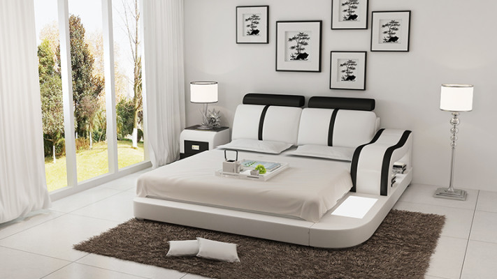 Design de lit de luxe Lits de luxe en cuir Chambre moderne 140/160/180 cm