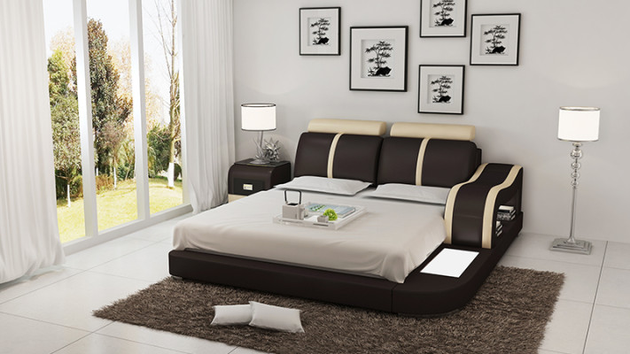 Design de lit de luxe Lits de luxe en cuir Chambre moderne 140/160/180 cm