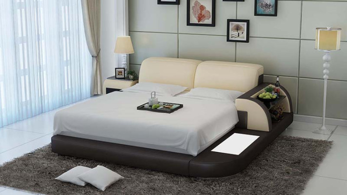 Conception de lit de luxe Lits de luxe en cuir Chambre moderne 140/160/180 LB8812