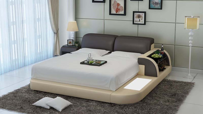Conception de lit de luxe Lits de luxe en cuir Chambre moderne 140/160/180 LB8812