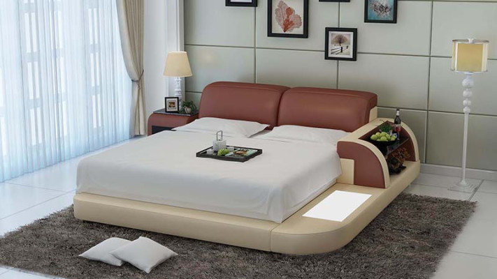 Conception de lit de luxe Lits de luxe en cuir Chambre moderne 140/160/180 LB8812