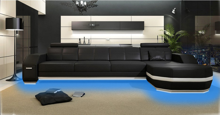 Canapé d'angle en cuir PH300B pour coin salon