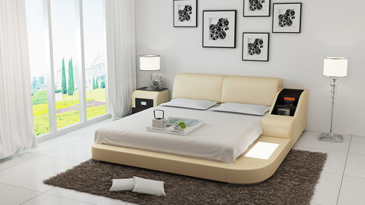 Revêtement de lit de luxe en cuir pour chambre à coucher 140/160/180 LB8815