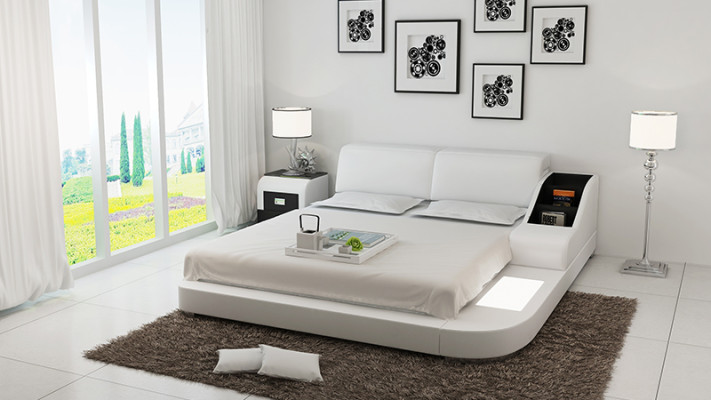 Revêtement de lit de luxe en cuir pour chambre à coucher 140/160/180 LB8815