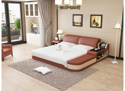 Conception Lit en Cuir Lit de Luxe Rembourrage Double Moderne Mariage 140/160/180 cm