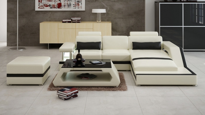 Canapé en cuir Canapé moderne Canapé d'angle Salon Paysage Déco Coin canapé Design Suite