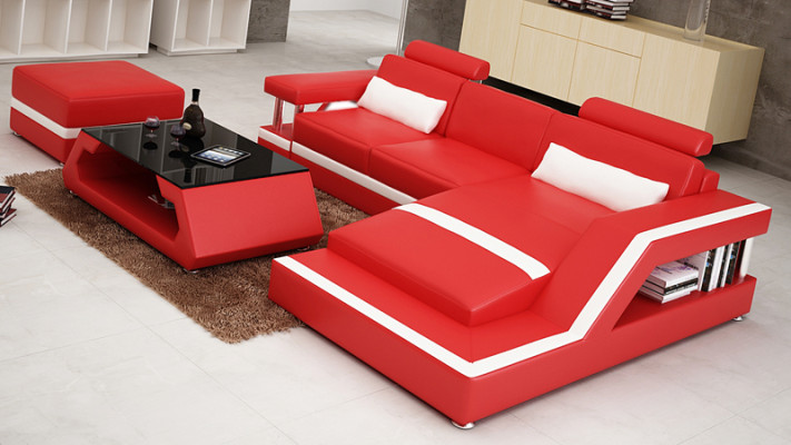 Canapé en cuir Canapé moderne Canapé d'angle Salon Paysage Déco Coin canapé Design Suite