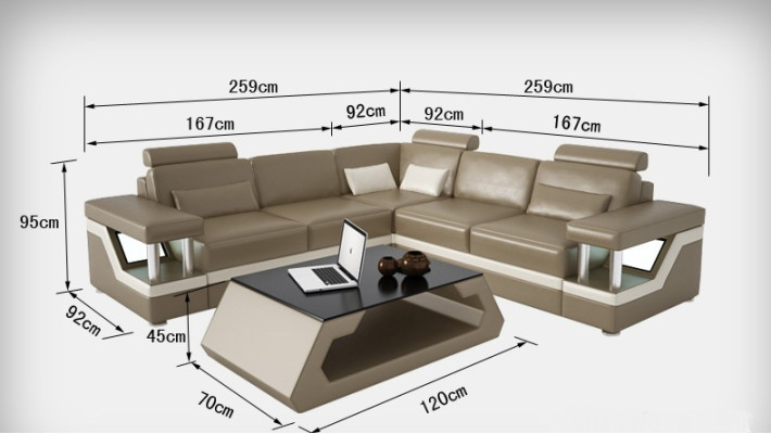 Canapé d'angle de salon en cuir avec un design moderne pour la décoration d'intérieur.