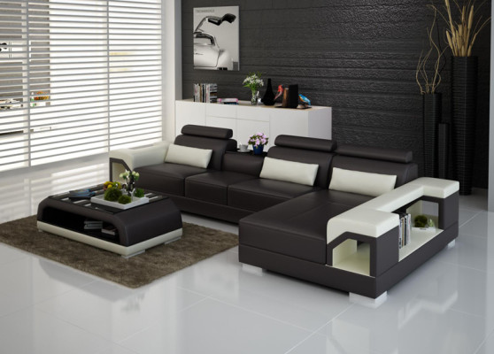 Canapé en cuir Canapé Paysage de vie Canapé d'angle Suite d'angle Design Canapé moderne G8010C