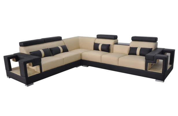 Canapé en cuir Canapé paysage vivant Suite d'angle Design Canapé moderne en forme de L K5001