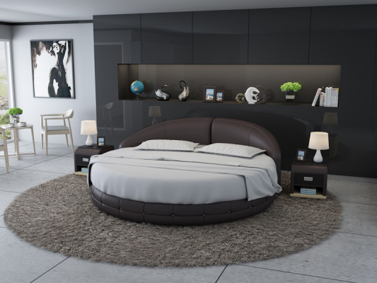 Lit rond Lit de design Lit rembourré Lit de designer Rembourrage Rond XXL Luxe King Size
