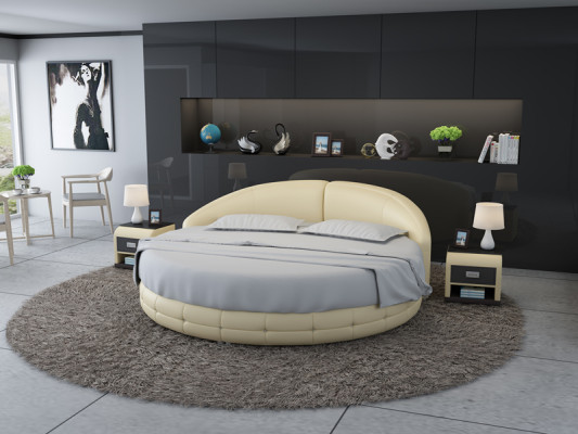 Lit rond Lit de design Lit rembourré Lit de designer Rembourrage Rond XXL Luxe King Size