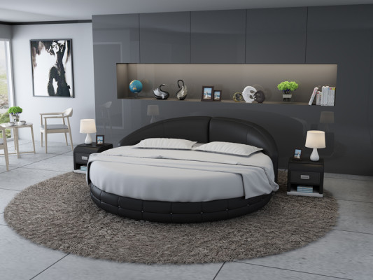 Lit rond Lit de design Lit rembourré Lit de designer Rembourrage Rond XXL Luxe King Size