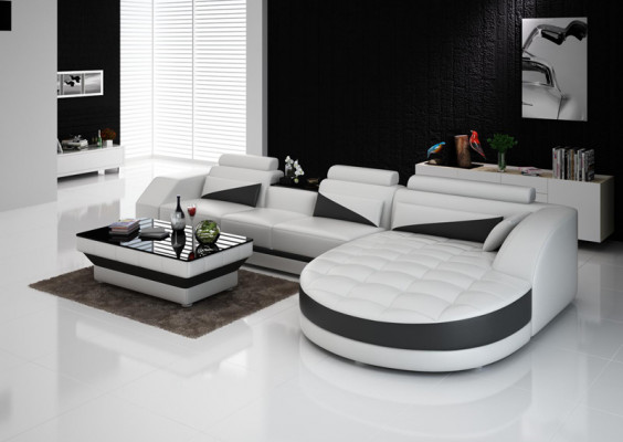 Canapé Canapé en cuir Canapé Paysage vivant Moderne Coin Canapé d'angle Design Suite