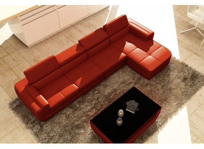 Canapé d'angle Canapé en cuir Paysage de vie en forme de L Canapé Canapé Tissu Siège Coin Tettau Rouge