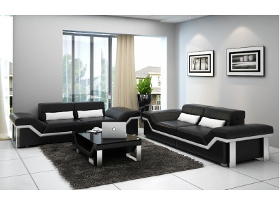 Canapé en cuir Canapé Paysage vivant 3+3 Suite Design Canapés modernes neufs